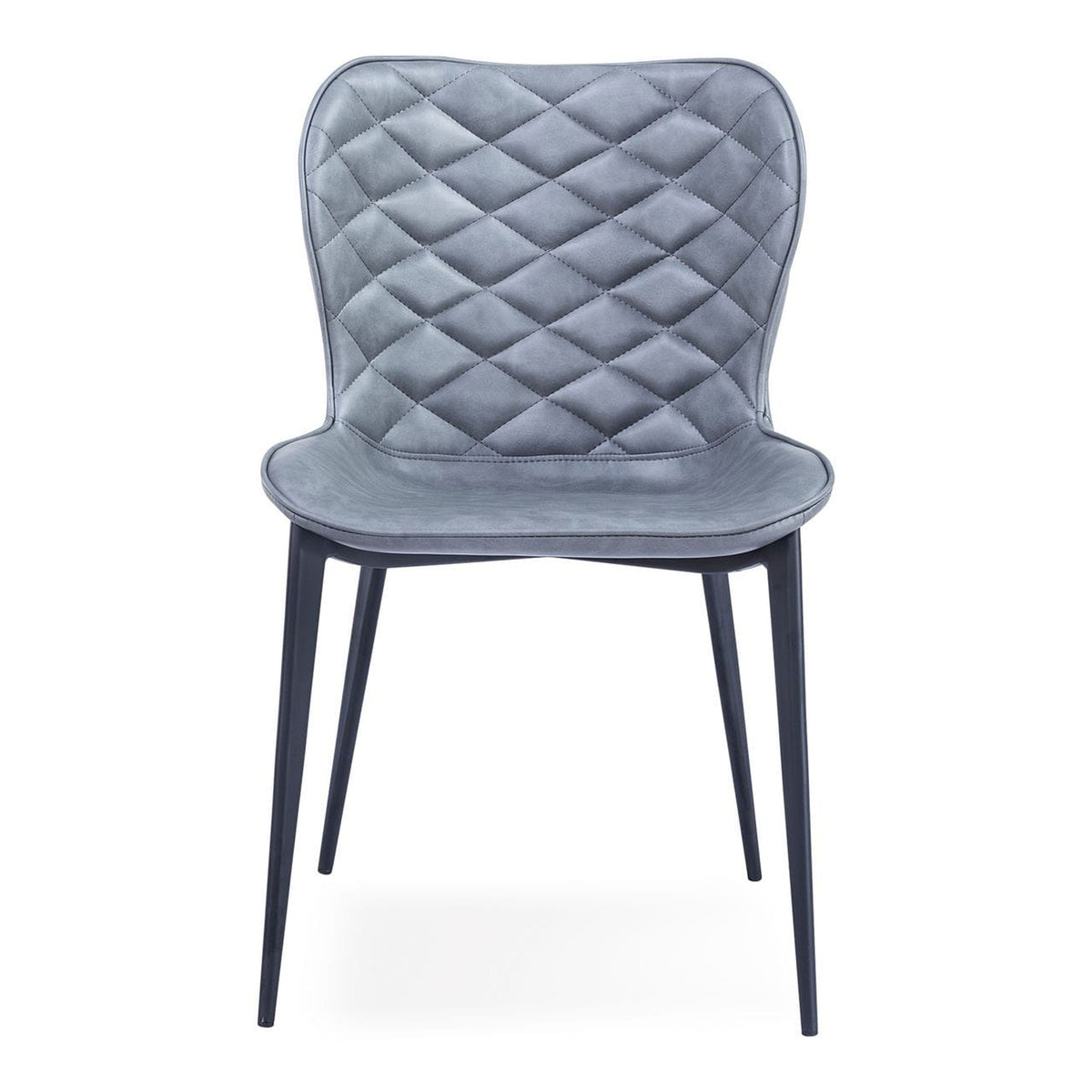 Felicia Grey leatherette Black Metal Legs Dining Chair - Set of 2