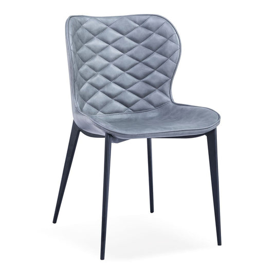 Felicia Grey leatherette Black Metal Legs Dining Chair - Set of 2
