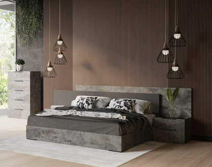 Nova Domus Ferrara Modern Volcano Oxide Grey Bedroom Set - Sleek Contemporary Bed Nightstands & Storage