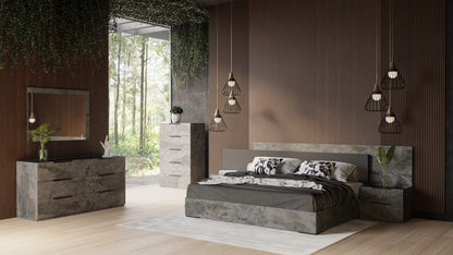 Nova Domus Ferrara Modern Volcano Oxide Grey Bedroom Set - Sleek Contemporary Bed Nightstands & Storage