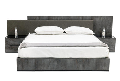 Nova Domus Ferrara Modern Volcano Oxide Grey Bedroom Set - Sleek Contemporary Bed Nightstands & Storage