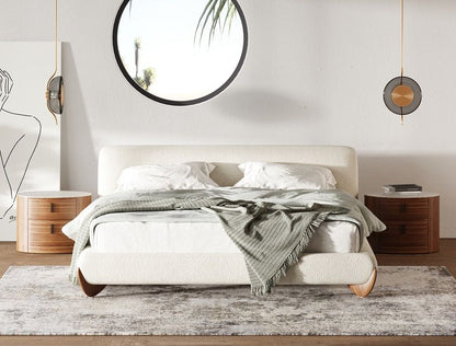 Modrest Fleury - Contemporary Cream Fabric and Walnut Bed