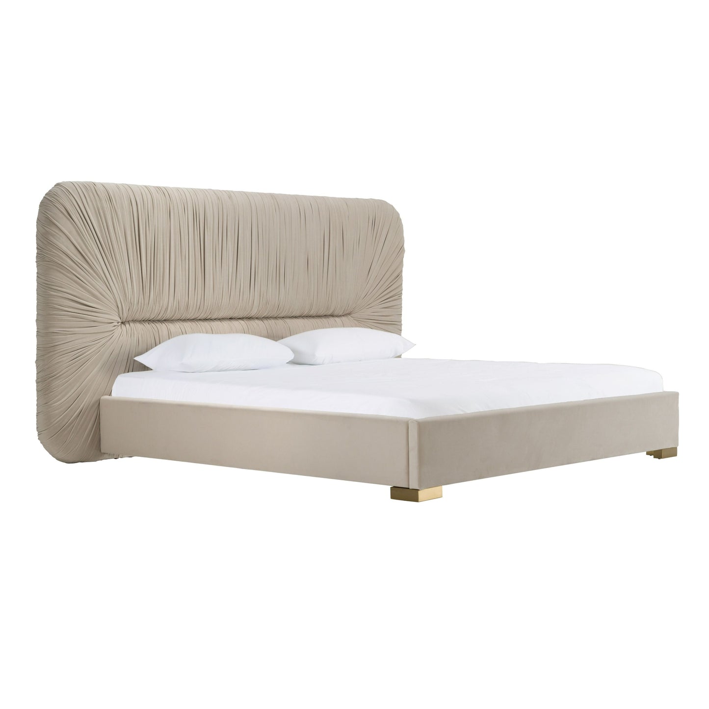 Modrest Florence - Modern Beige Velvet + Gold Bed