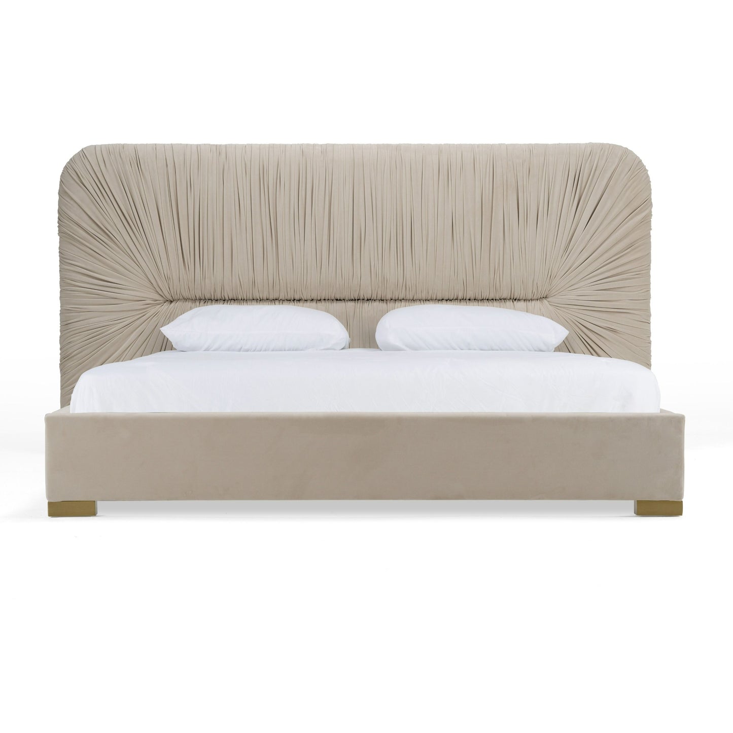 Modrest Florence - Modern Beige Velvet + Gold Bed