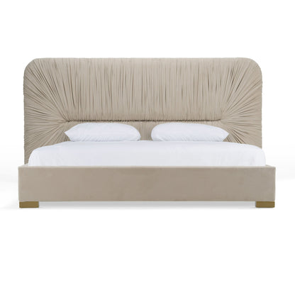 Modrest Florence - Modern Beige Velvet + Shagreen Bedroom Set