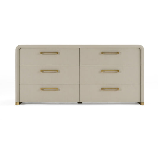 Modrest Florence Modern Beige Shagreen and Gold Dresser - Luxurious Storage Dresser for Contemporary Bedrooms