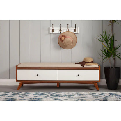 Flynn Acorn/White Bench - Modern Dual-Tone Design with Versatile Functionality