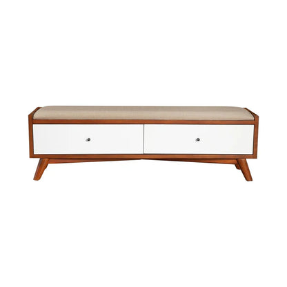 Flynn Acorn/White Bench - Modern Dual-Tone Design with Versatile Functionality