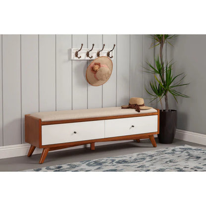 Flynn Acorn/White Bench - Modern Dual-Tone Design with Versatile Functionality