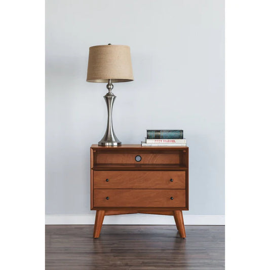 Flynn Acorn Large Nightstand – Spacious Mid-Century Modern Design with Practical Storage