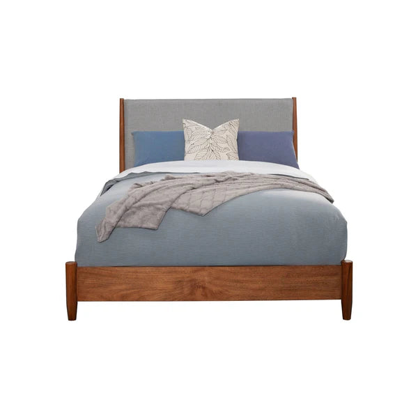 Flynn Acorn/Grey Panel Bed - Modern Dual-Tone Design with Classic Paneling