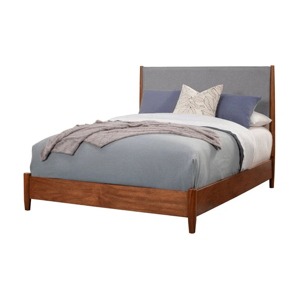 Flynn Acorn/Grey Panel Bed - Modern Dual-Tone Design with Classic Paneling