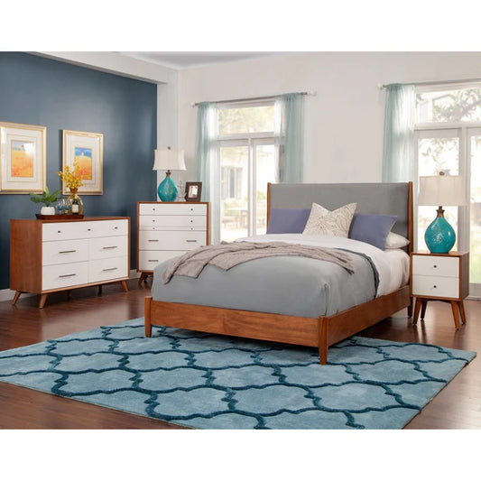 Flynn Acorn/Grey Panel Bed - Modern Dual-Tone Design with Classic Paneling