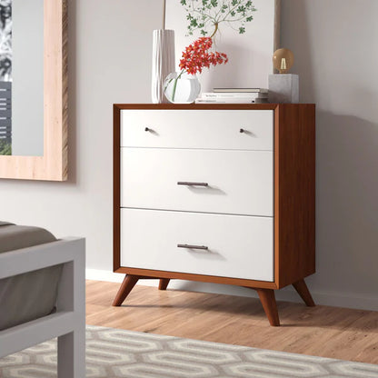 Flynn Acorn & White Small Chest - Modern Dual-Tone Design with Ample Storage