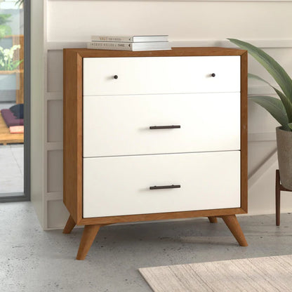 Flynn Acorn & White Small Chest - Modern Dual-Tone Design with Ample Storage