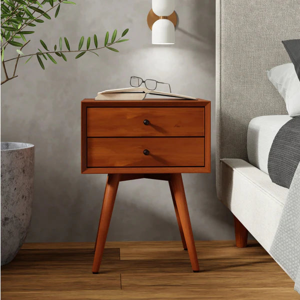 Flynn Acorn Small Nightstand - Modern Design with Warm Acorn Finish