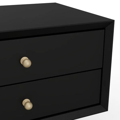 Flynn Black Small Nightstand - Modern Design with Sleek Black Finish