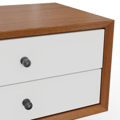 Flynn Two Tone (Acorn & White) Small Nightstand - Stylish Design with Dual-Tone Finish