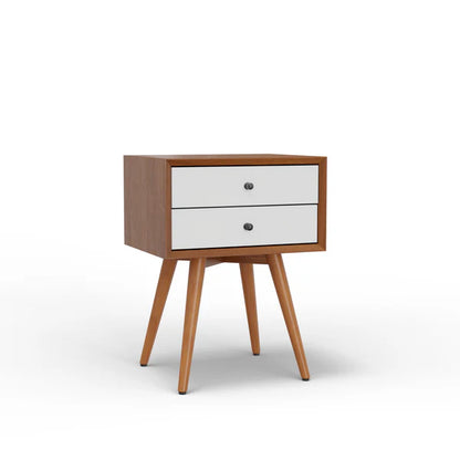 Flynn Two Tone (Acorn & White) Small Nightstand - Stylish Design with Dual-Tone Finish