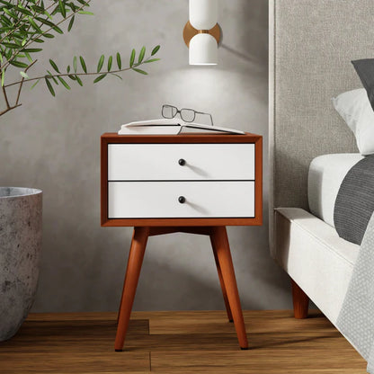 Flynn Two Tone (Acorn & White) Small Nightstand - Stylish Design with Dual-Tone Finish