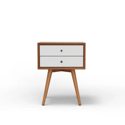 Flynn Two Tone (Acorn & White) Small Nightstand - Stylish Design with Dual-Tone Finish