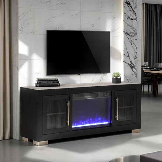 Ashbourne 60" TV Stand with Fireplace - Modern Entertainment Unit with Built-In Heater