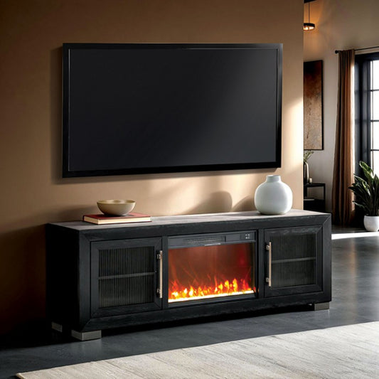 Ashbourne 72" TV Stand with Fireplace - Modern Entertainment Center with Cozy Ambiance