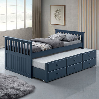 Clemens Traditional Midnight Blue Captain Bed