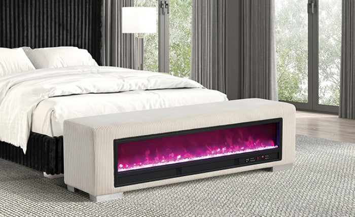 Elnath Bench w/ Visual Crystal Fireplace