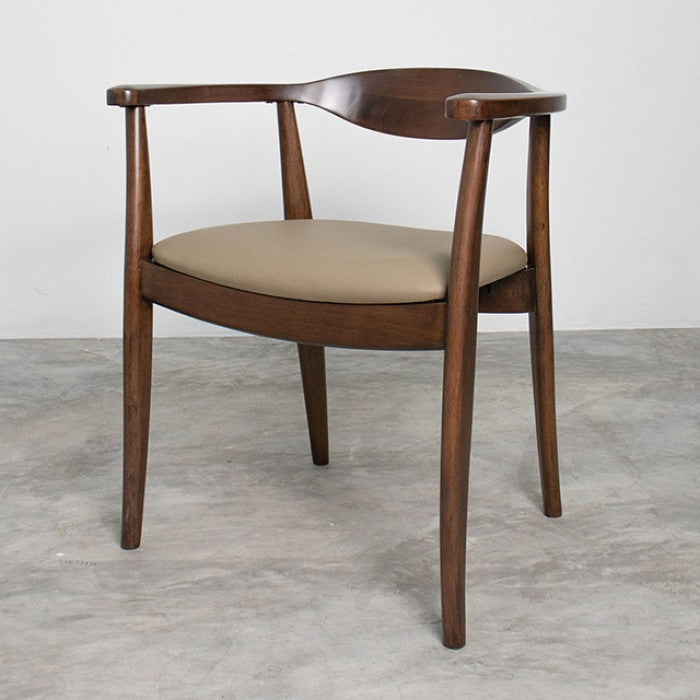 Nordby Rich Walnut Side Chair with Rounded Back and Armrest -Set of 2