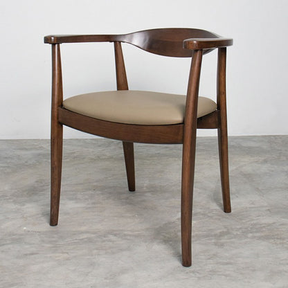 Nordby Rich Walnut Side Chair with Rounded Back and Armrest -Set of 2