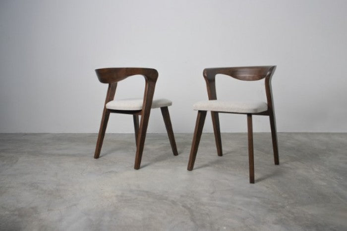 Logstor Rich Walnut Wood Side Chair with Mid‑Century Frame -Set of 2