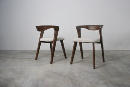 Logstor Rich Walnut Wood Side Chair with Mid‑Century Frame -Set of 2