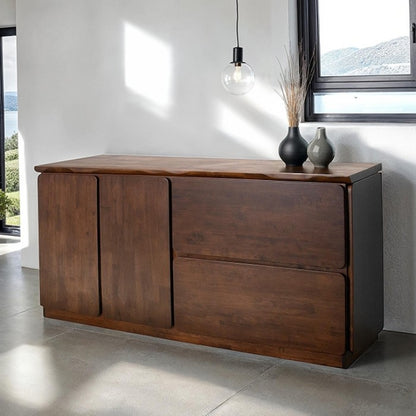 Logstor Rich Walnut Sideboard with Live Edge Top Detail