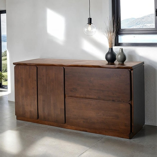 Logstor Rich Walnut Sideboard with Live Edge Top Detail