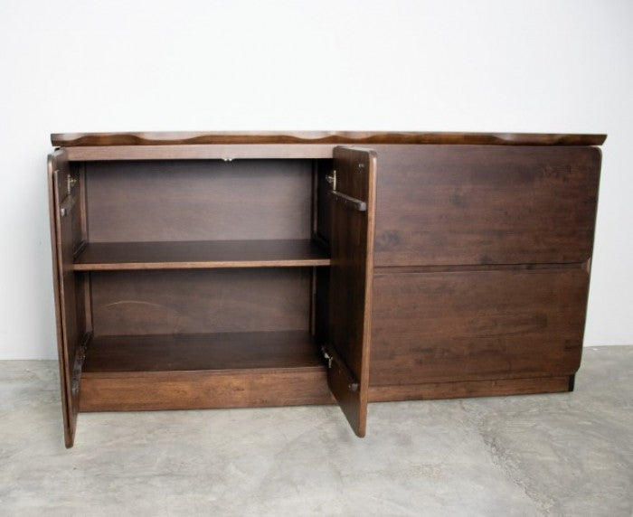 Logstor Rich Walnut Sideboard with Live Edge Top Detail