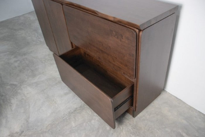 Logstor Rich Walnut Sideboard with Live Edge Top Detail