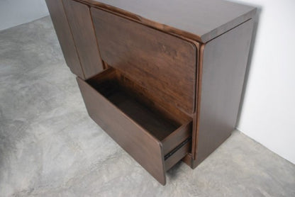 Logstor Rich Walnut Sideboard with Live Edge Top Detail