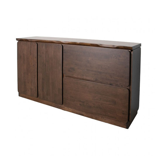 Logstor Rich Walnut Sideboard with Live Edge Top Detail