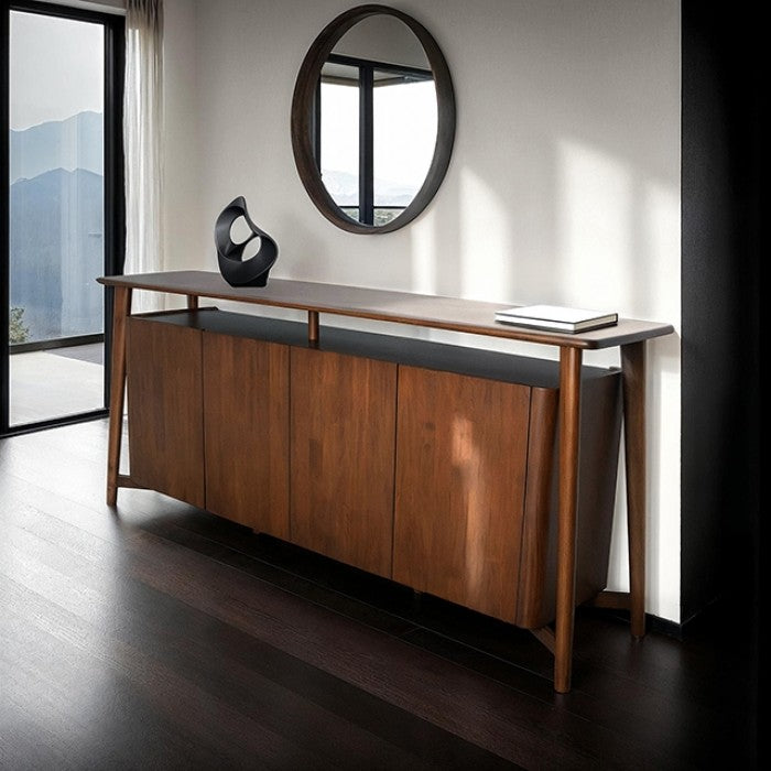 Hadsten Rich Walnut 4‑Door Sideboard with Solid Wood Construction