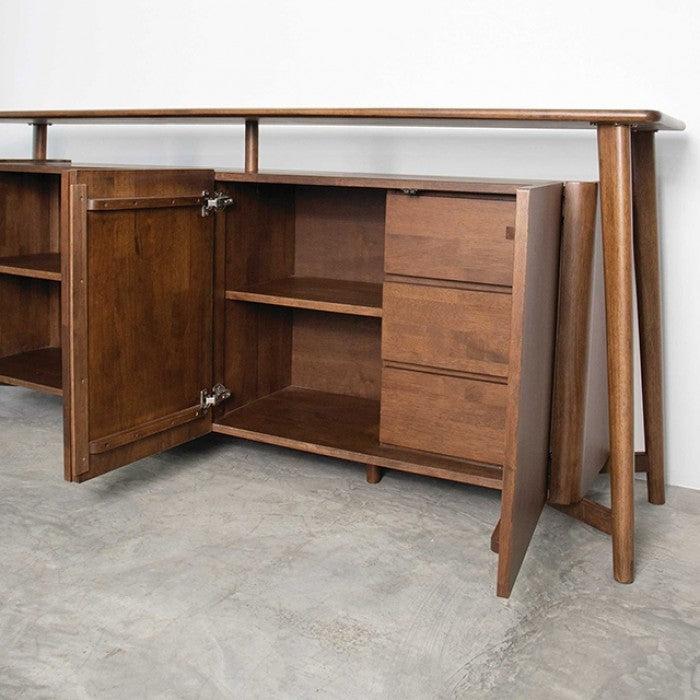 Hadsten Rich Walnut 4‑Door Sideboard with Solid Wood Construction