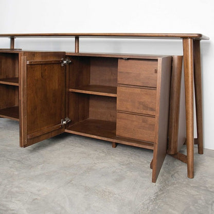 Hadsten Rich Walnut 4‑Door Sideboard with Solid Wood Construction