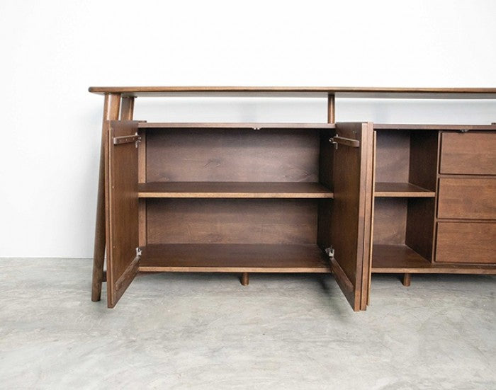 Hadsten Rich Walnut 4‑Door Sideboard with Solid Wood Construction