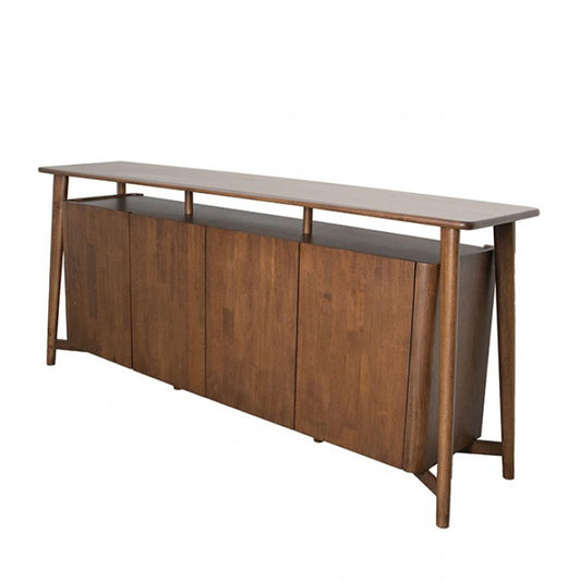 Hadsten Mid Century Modern Rich Walnut 4-Door Sideboard - Timeless Elegance and Ample Storage