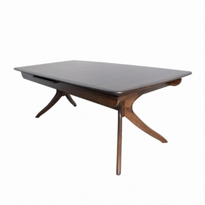Hadsten Rich Walnut Wood Dining Table with Extendable Leaf