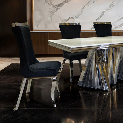 Basilicata Glam Chrome Dining Table - Elegant & Modern Dining Table with a Chic Chrome Finish