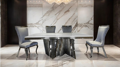 Basilicata Glam Chrome Dining Table - Elegant & Modern Dining Table with a Chic Chrome Finish