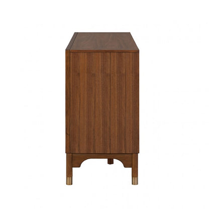 Hepburne Walnut Wood Server with Gold‑Capped Legs