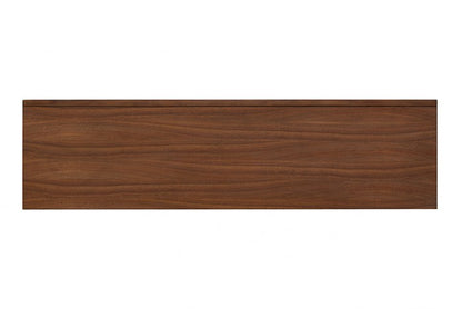Hepburne Walnut Wood Server with Gold‑Capped Legs