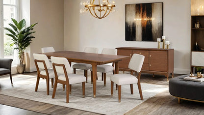 Hepburne Walnut Wood Server with Gold‑Capped Legs